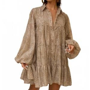 NEW ERIKA PEÑA anette button front mini dress in animal
